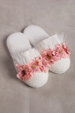 Water Lily Flowered Postpartum And Bride Crown & Slippers Set Pink - 919504