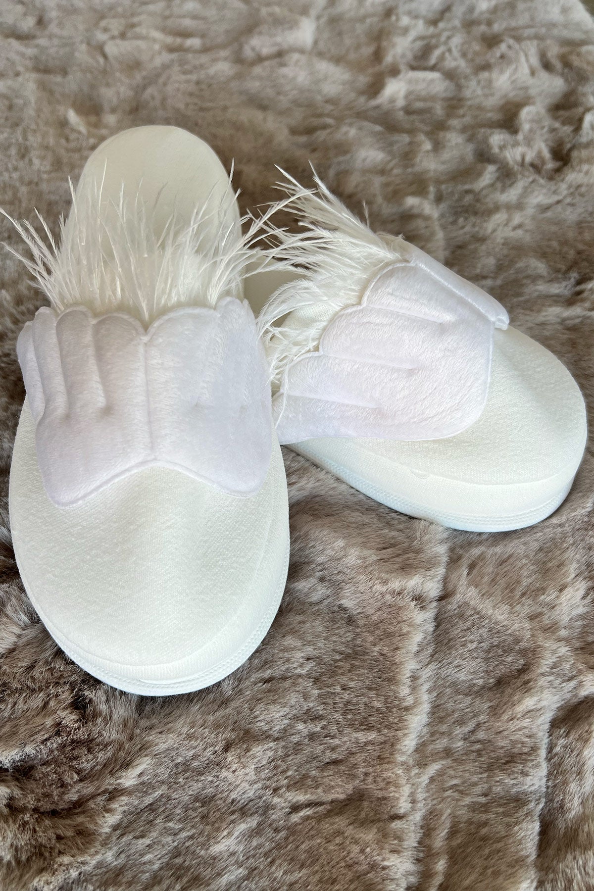 Angel Wing Postpartum And Bridal Slippers Ecru - 9507