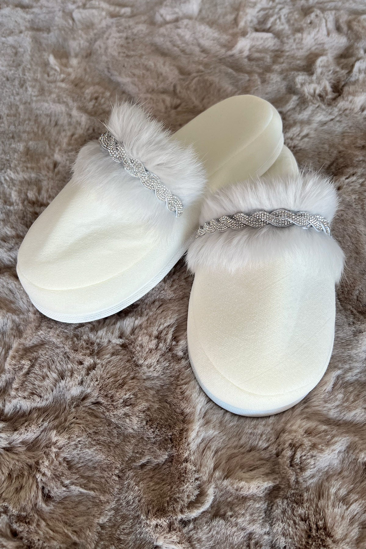 Feather Themed Postpartum And Bridal Slippers Grey - 9508