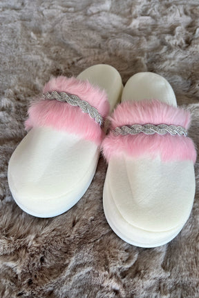 Feather Themed Postpartum And Bridal Slippers Pink - 9508