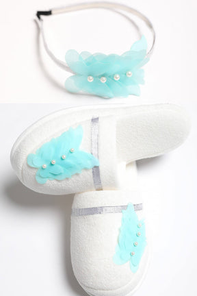 Butterfly Themed Postpartum And Bride Crown & Slippers Set Mint - 919502