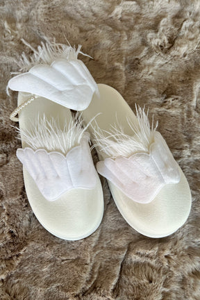 Angel Wing Postpartum And Bride Crown & Slippers Set Ecru - 919507