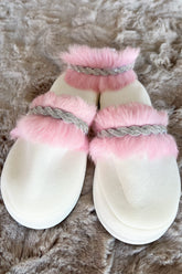 Feather Themed Postpartum And Bride Crown & Slippers Set Pink - 919508