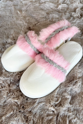 Feather Themed Postpartum And Bride Crown & Slippers Set Pink - 919508
