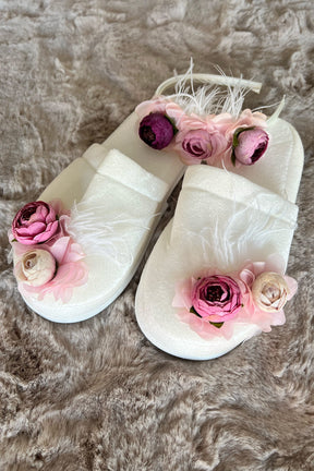 Rose Themed Postpartum And Bride Crown & Slippers Set Dried Rose - 919509
