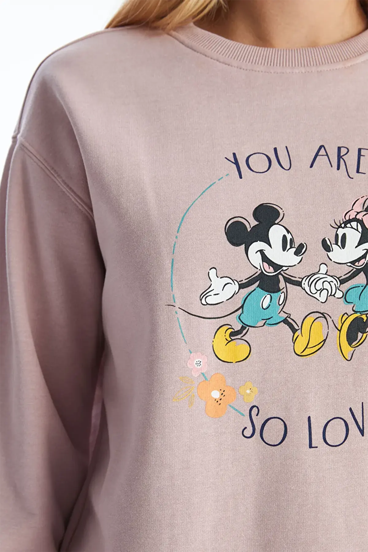 Crew Neck Mickey Mouse® Printed Maternity Sweatshirt Lilac - 8009