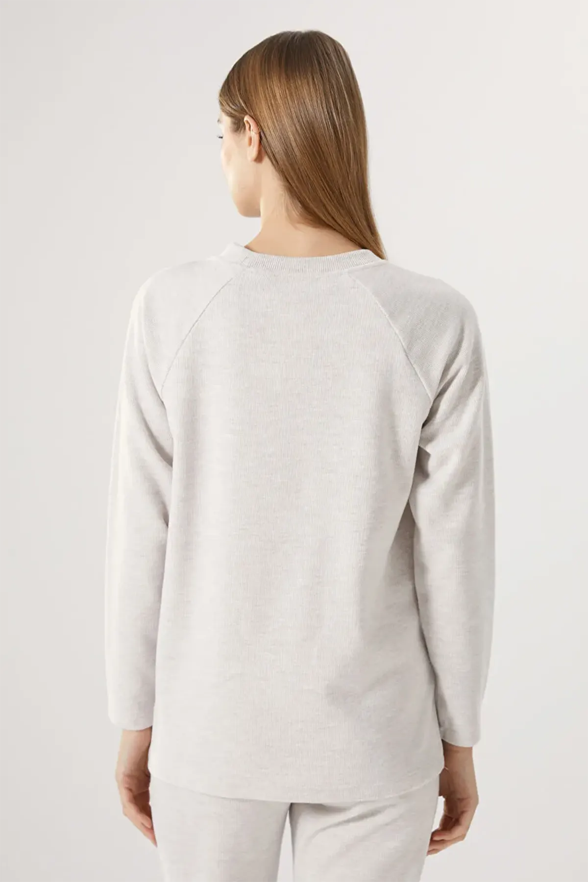 Crew Neck Maternity Sweatshirt Beige - 8038