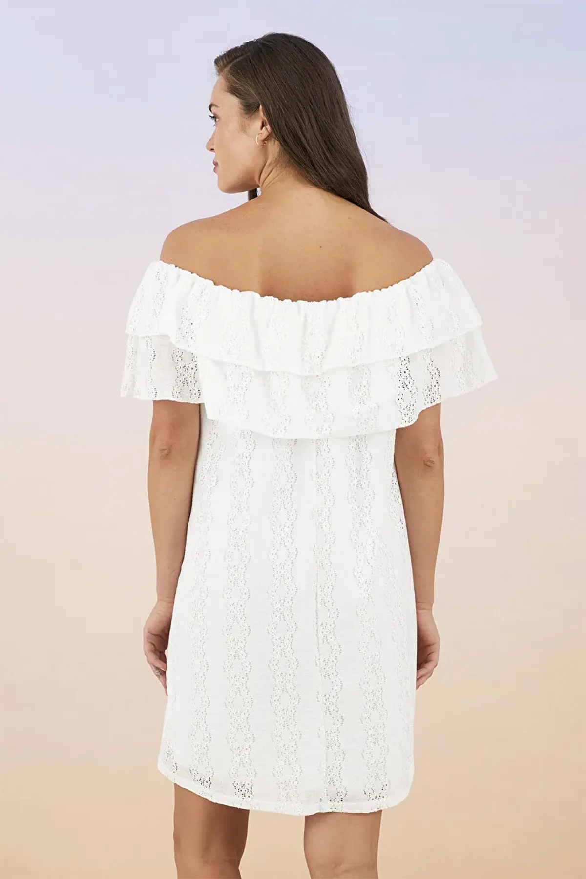 Boat-Neck Embroidered Poplin Maternity Dress Ecru - 8115