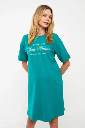 Crewneck Maternity Dress Green - 8118