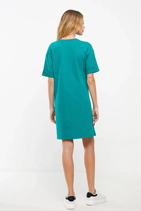 Crewneck Maternity Dress Green - 8118