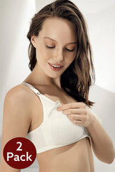 2-Pack Cotton Jersey Nursing Bra Ecru - 8150