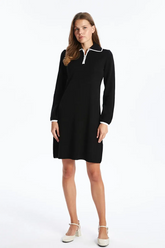 Long Sleeve Knitwear Midi Maternity & Nursing Dress Black - 8155