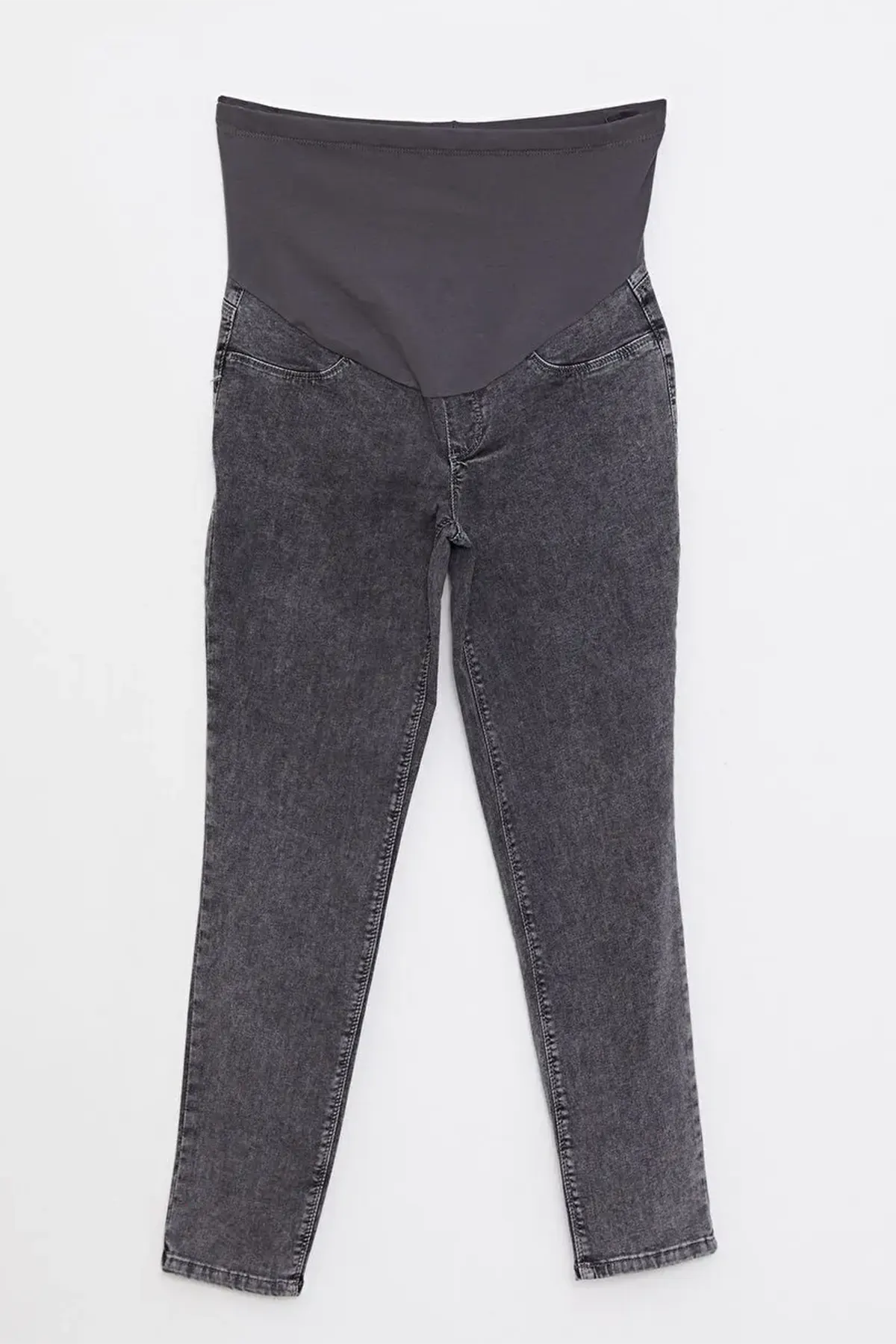 Cotton Panelled Slim Mom Maternity Jeans Grey - 8201