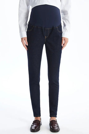 Cotton Panelled Jupiter Super Skinny Fit Maternity Jeans Navy Blue - 8230