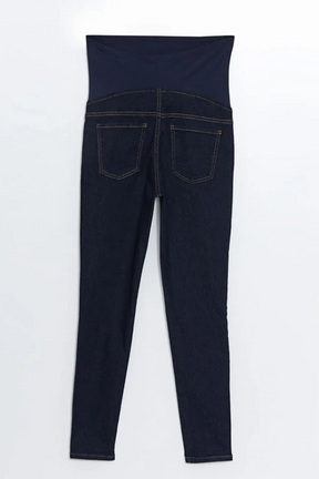 Cotton Panelled Jupiter Super Skinny Fit Maternity Jeans Navy Blue - 8230