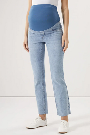 Cotton Panelled Straight Fit Maternity Jeans Indigo - 8262