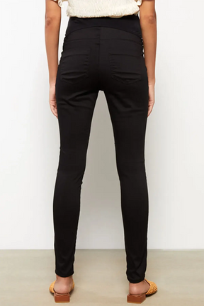 Belly Panel Straight Gabardine Maternity Trousers Black - 8316