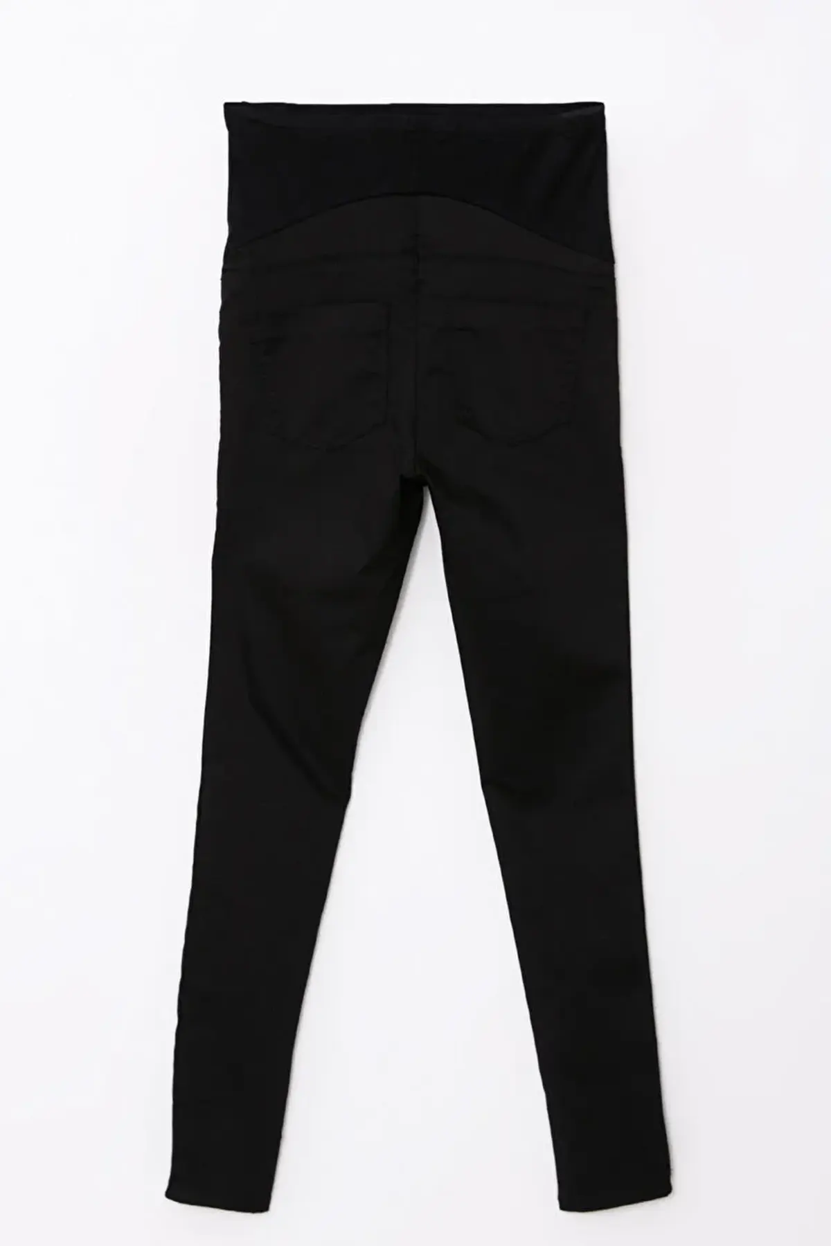 Belly Panel Straight Gabardine Maternity Trousers Black - 8316