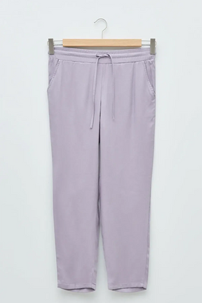 Elastic Waist Standard Fit Straight Krep Maternity Trousers Lilac - 8317