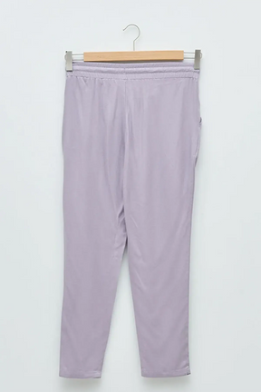 Elastic Waist Standard Fit Straight Krep Maternity Trousers Lilac - 8317