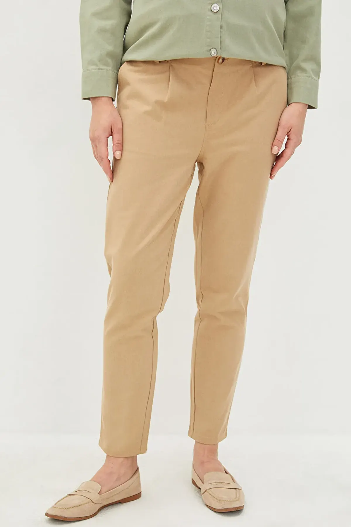 Standard Fit Straight Maternity Trousers Beige - 8321