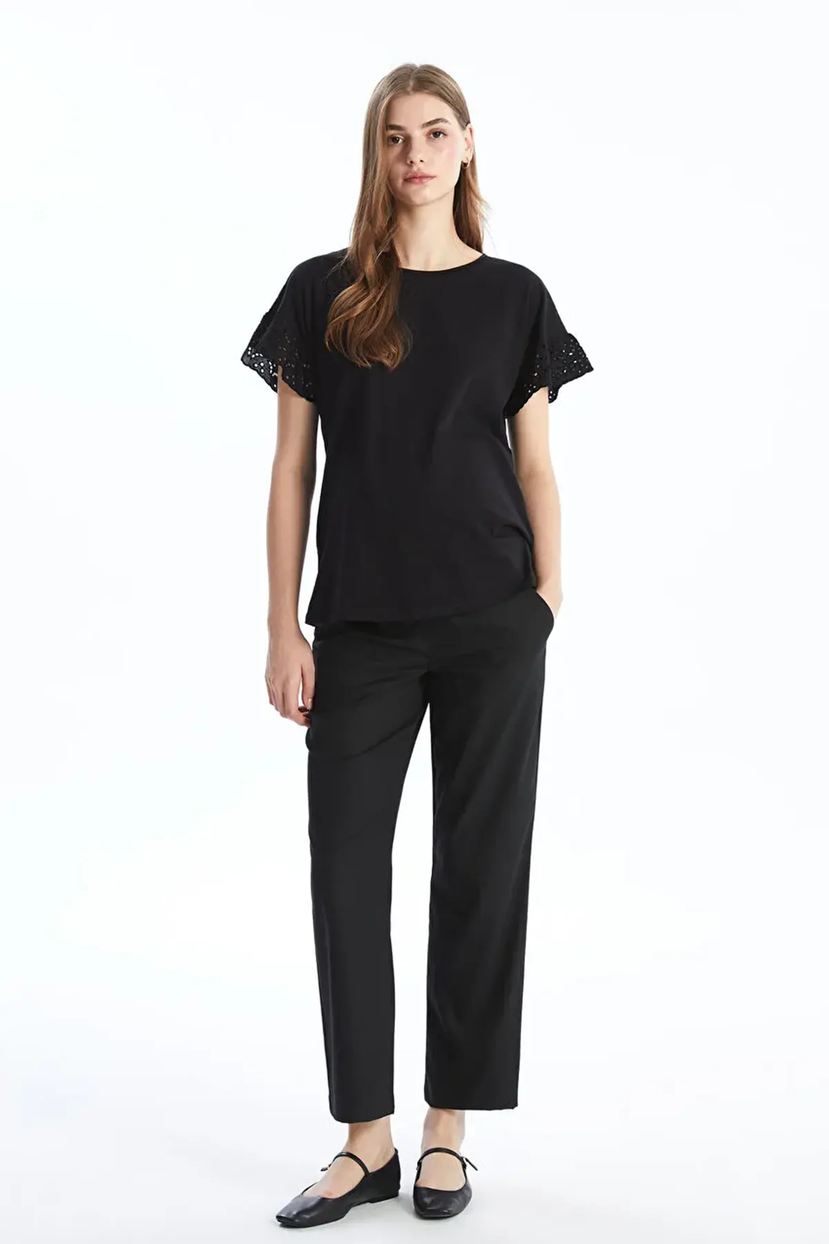 Belly Panel Maternity Trousers Black - 8333