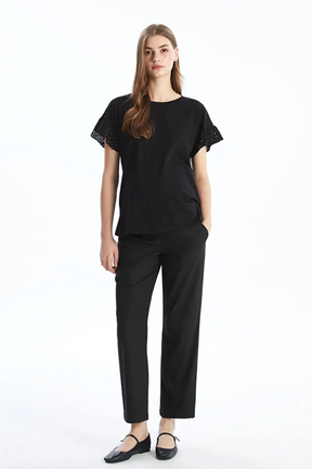 Belly Panel Maternity Trousers Black - 8333