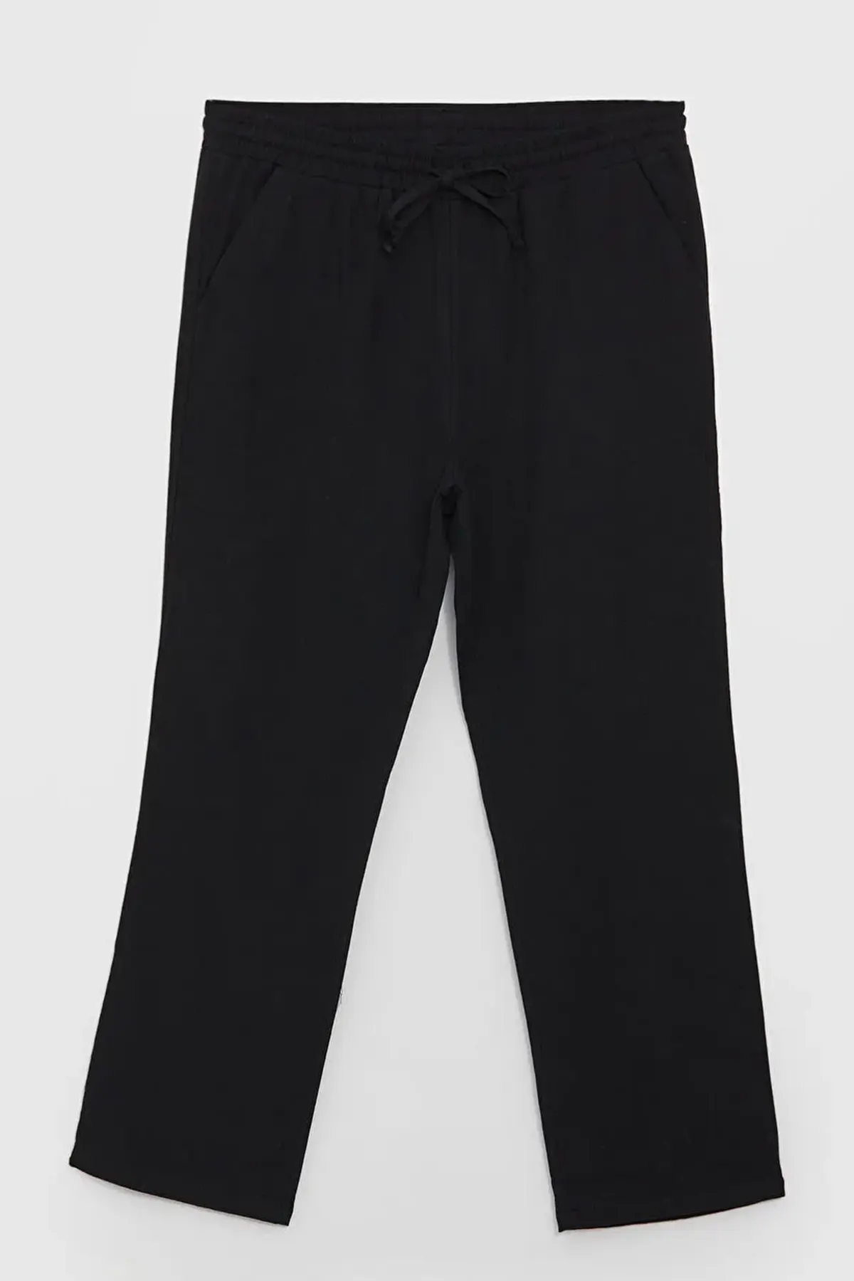 Cotton Elastic Waist Relaxed Fit Maternity Trousers Black - 8339