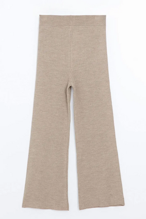 Elastic Waist Maternity Knit Trousers Beige - 8378