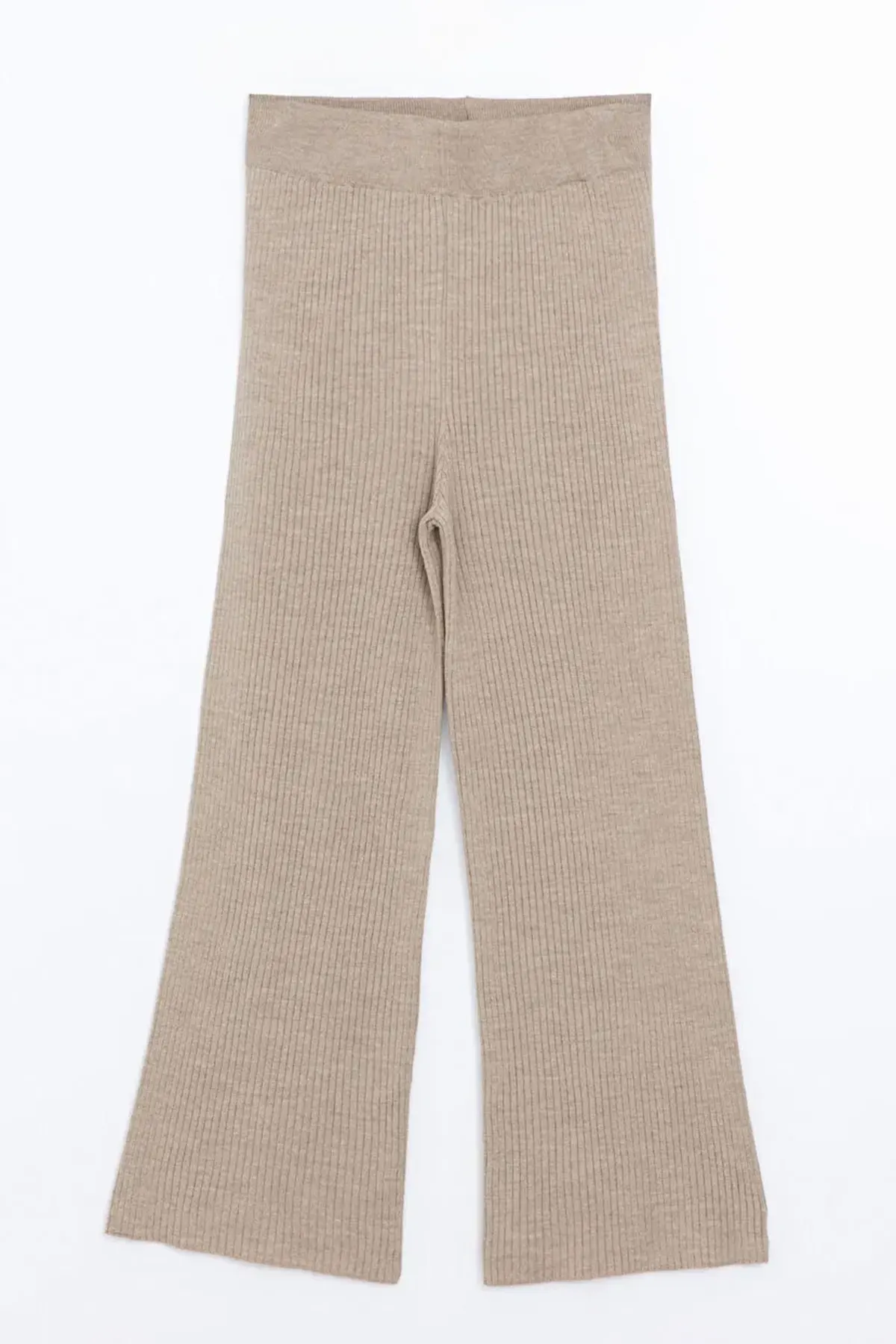 Elastic Waist Maternity Knit Trousers Beige - 8378