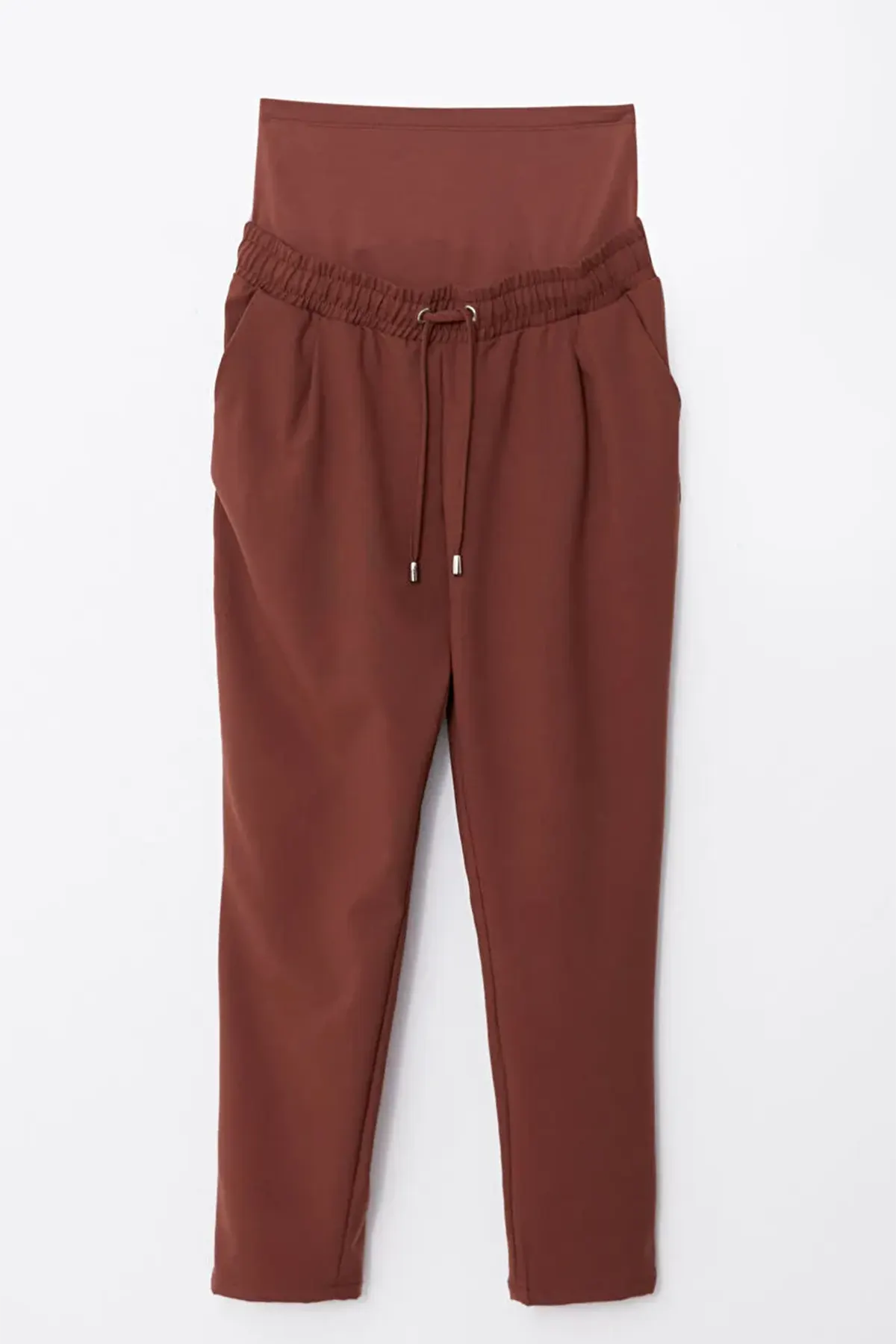 Belly Panel Straight Maternity Trousers Coffee - 8399