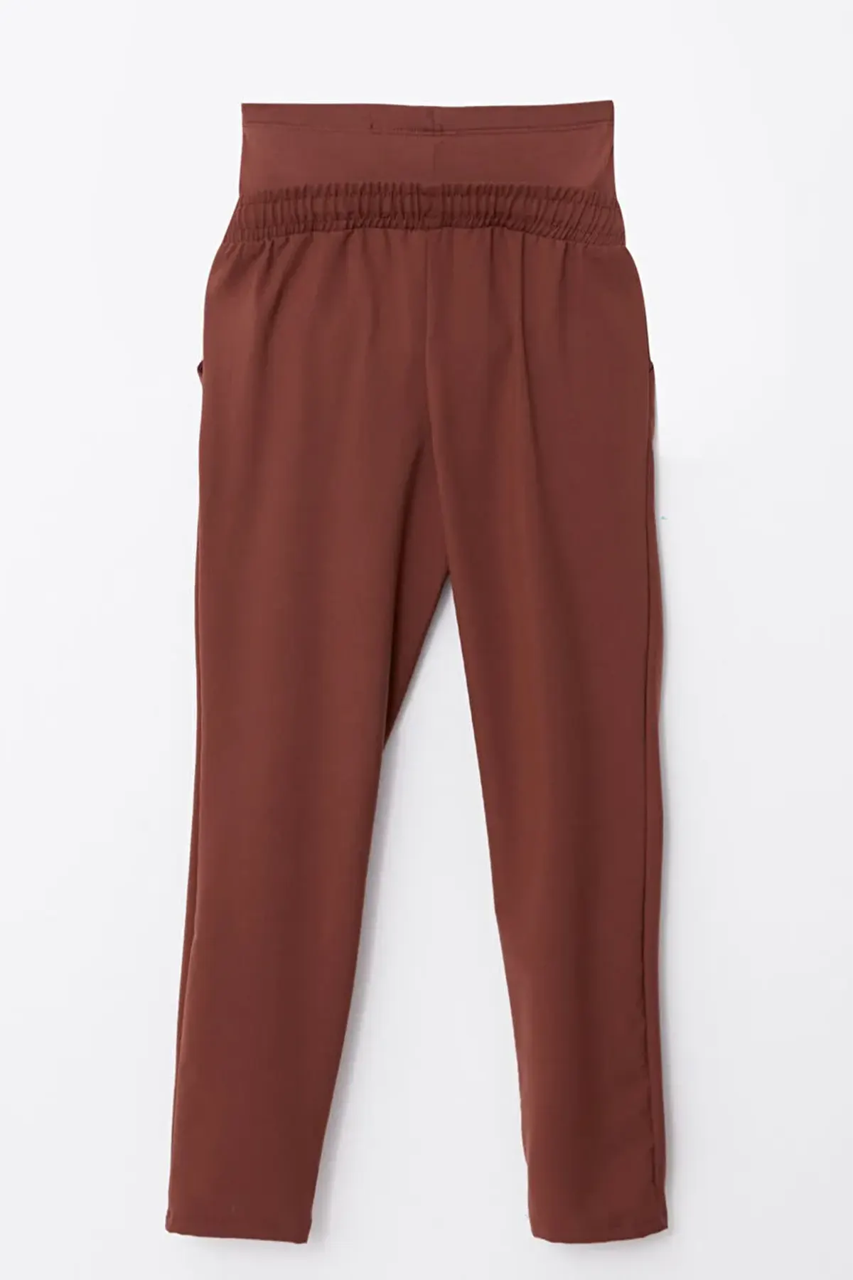 Belly Panel Straight Maternity Trousers Coffee - 8399