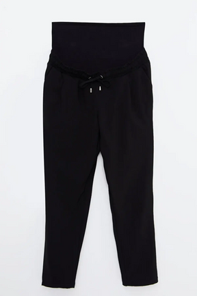 Belly Panel Straight Maternity Trousers Black - 8399