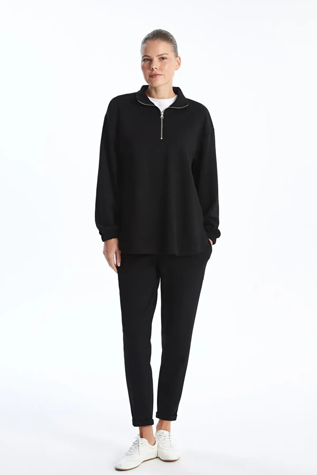 High Neck Maternity Sweatshirt Black - 8428