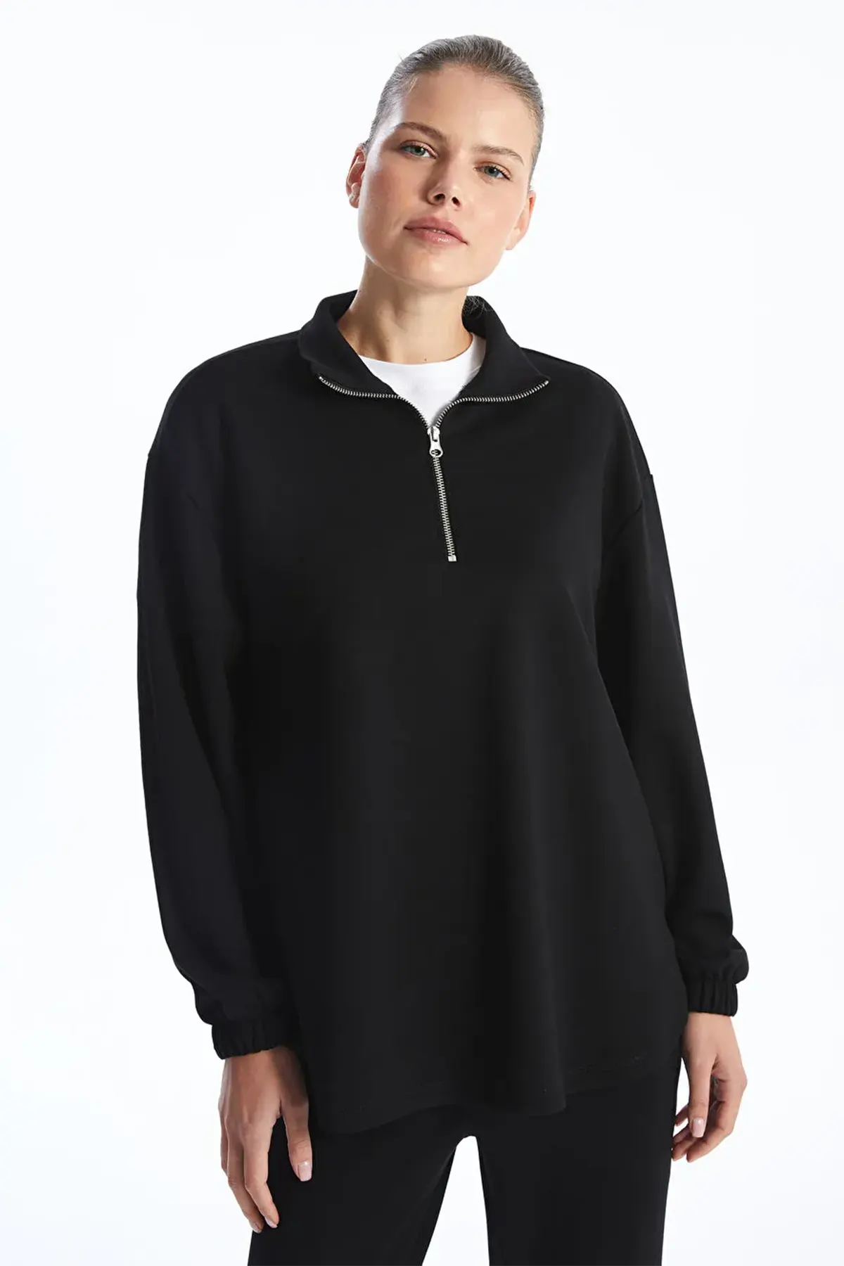 High Neck Maternity Sweatshirt Black - 8428