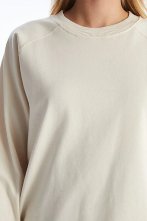 Crew Neck Oversized Maternity Sweatshirt Beige - 8438