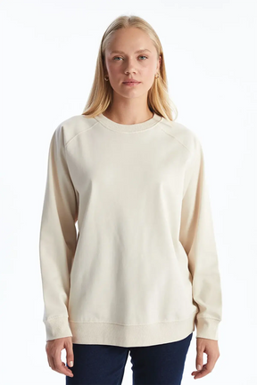 Crew Neck Oversized Maternity Sweatshirt Beige - 8438