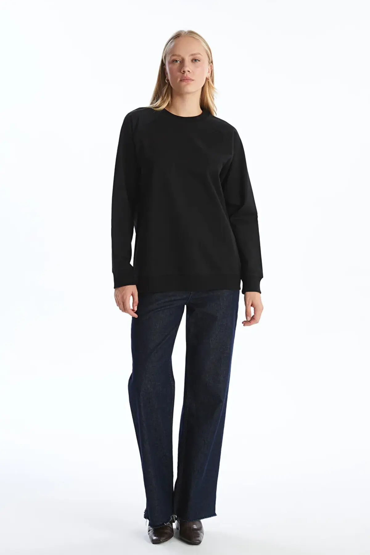 Crew Neck Oversized Maternity Sweatshirt Black - 8438