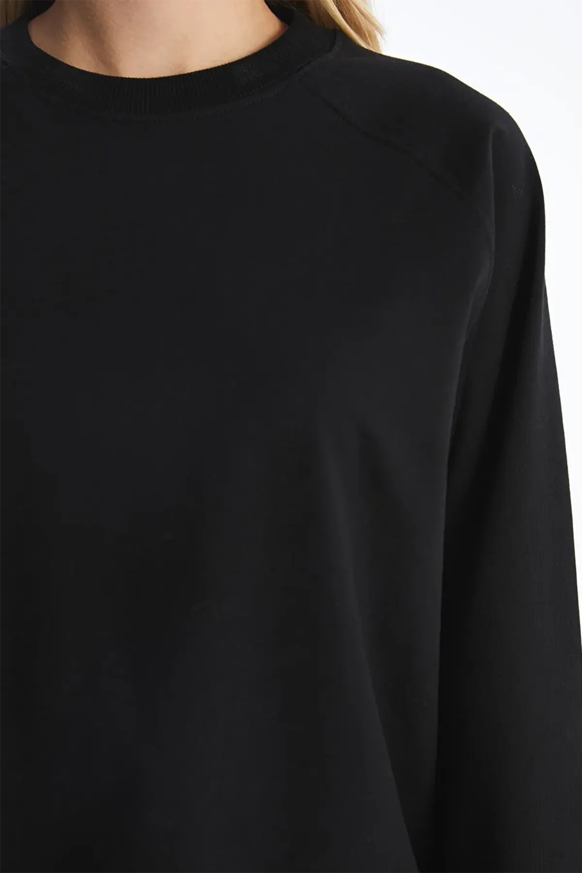 Crew Neck Oversized Maternity Sweatshirt Black - 8438