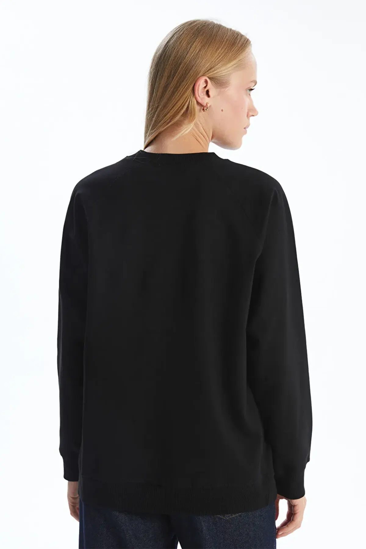 Crew Neck Oversized Maternity Sweatshirt Black - 8438