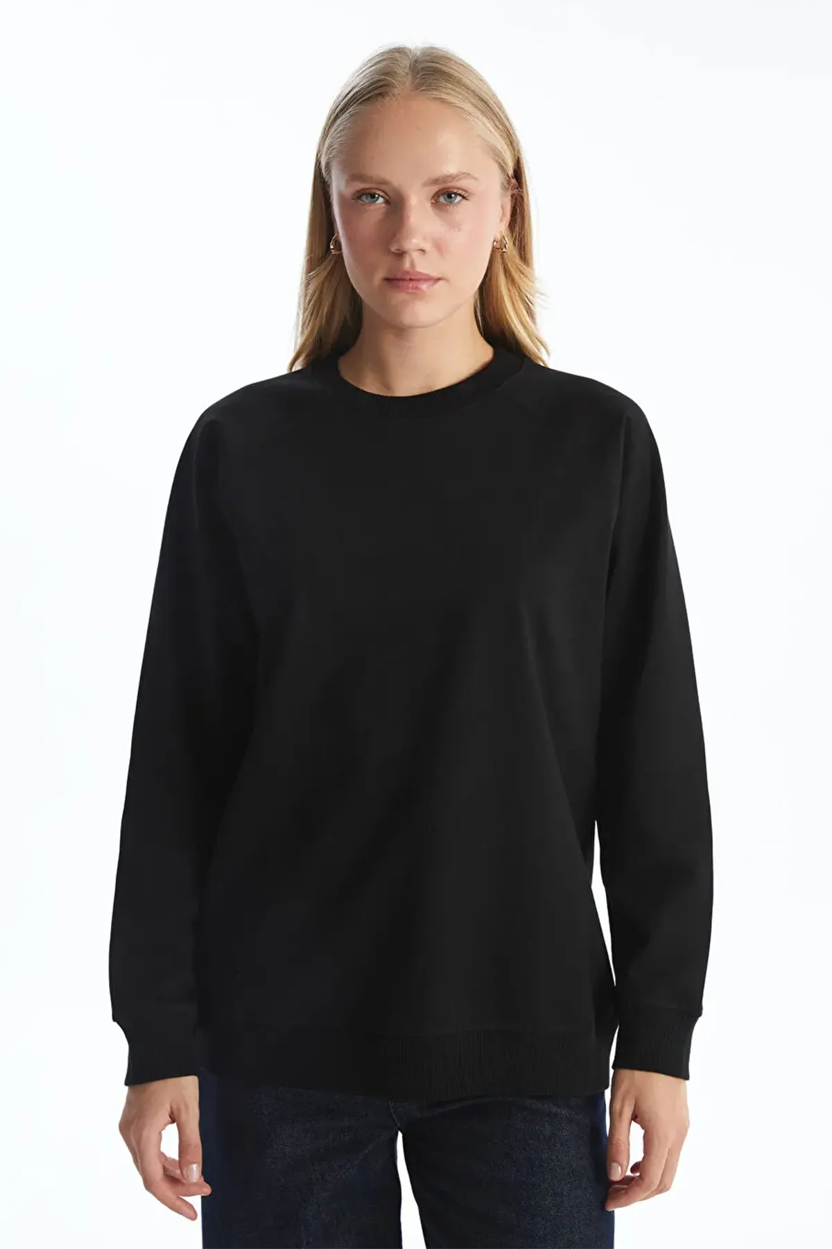 Crew Neck Oversized Maternity Sweatshirt Black - 8438