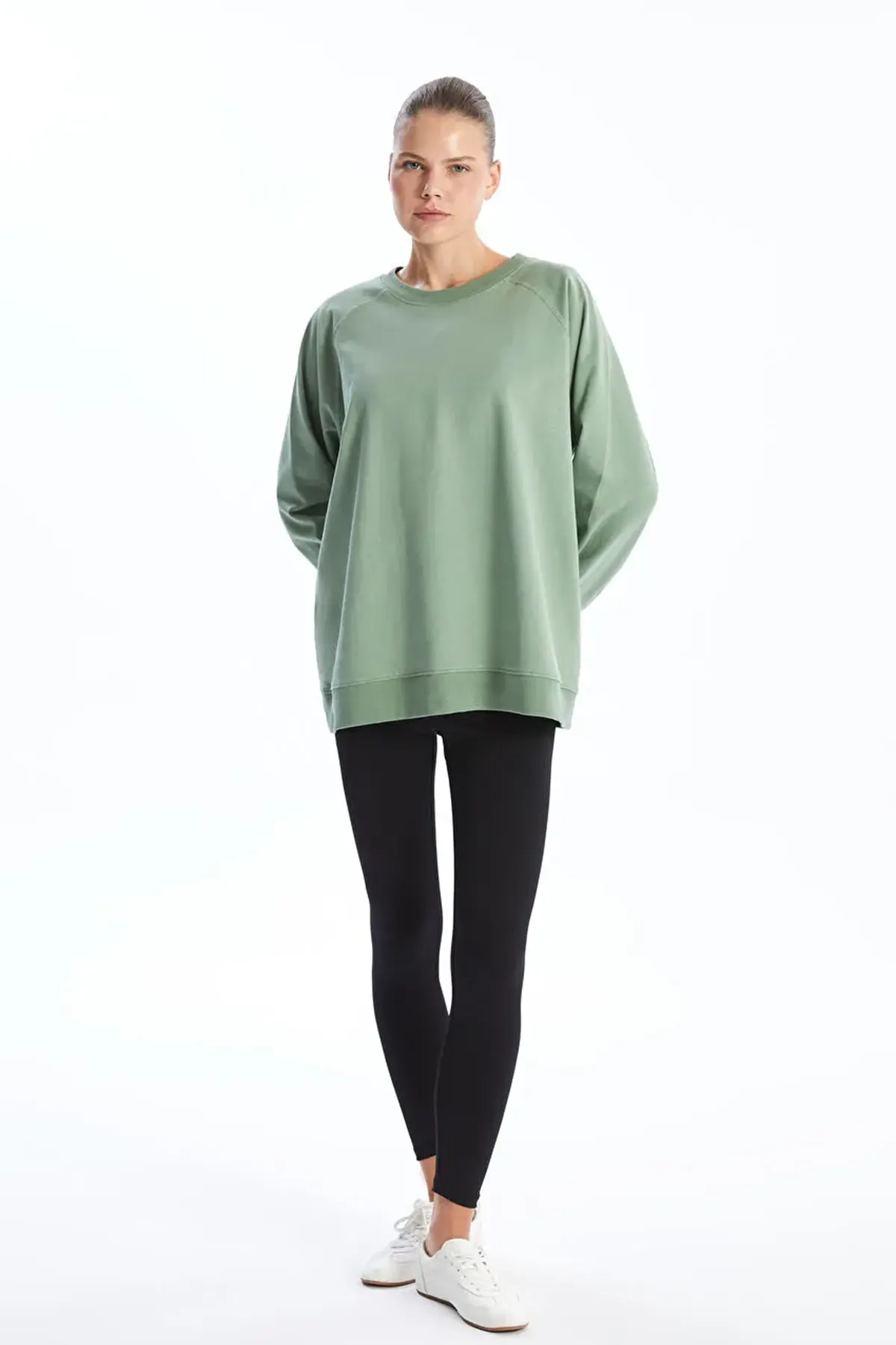 Crew Neck Oversized Maternity Sweatshirt Green - 8438