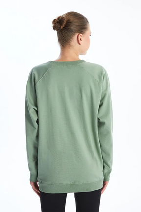 Crew Neck Oversized Maternity Sweatshirt Green - 8438