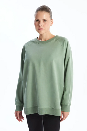 Crew Neck Oversized Maternity Sweatshirt Green - 8438