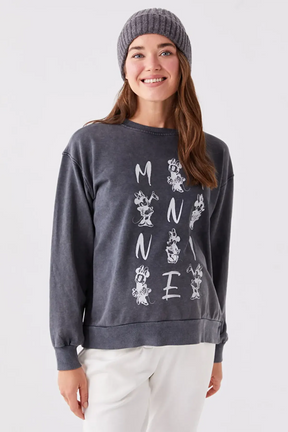 Crew Neck Disney® Printed Long Sleeve Maternity Sweatshirt Grey - 8445