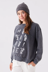 Crew Neck Disney® Printed Long Sleeve Maternity Sweatshirt Grey - 8445