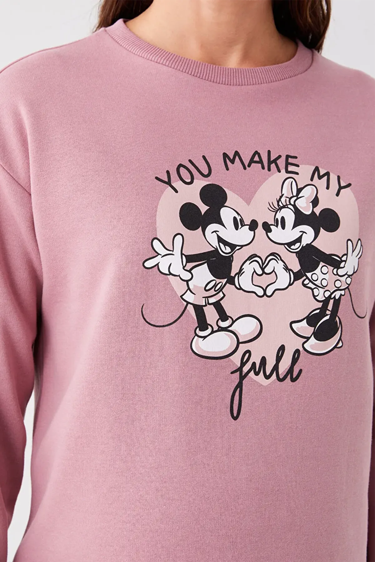 Crew Neck Mickey Mouse® Printed Maternity Sweatshirt Dried Rose - 8448