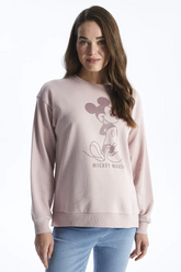 Crew Neck Mickey Mouse® Printed Maternity Sweatshirt Pink - 8486