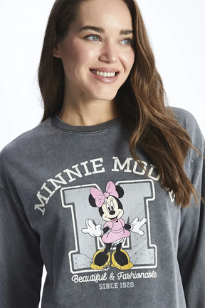 Crew Neck Minnie Mouse® Printed Maternity Sweatshirt Anthracite - 8490