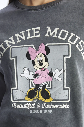 Crew Neck Minnie Mouse® Printed Maternity Sweatshirt Anthracite - 8490